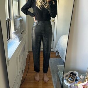 Leather pants straight leg black